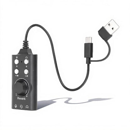 Tangxi USB/USB C to 3.5mm Audio Jack Adapter, External Stereo Sound Card with Volume Control, Virtual 7.1 Surround Sound, Bluetooth 5.0, Plug and Play