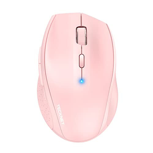 TECKNET Bluetooth Mouse, Wireless 6 Buttons 2-Yr Battery, Pink | BT 5.0/3.0, 6-Level DPI to 4800, Wide OS Compatible, Ergonomic for M/L Hands, Extended Battery - color: Pink