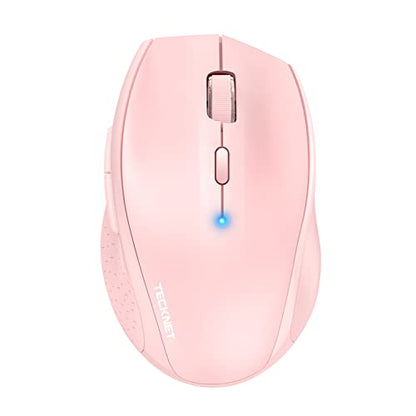 TECKNET Bluetooth Mouse, Wireless 6 Buttons 2-Yr Battery, Pink | BT 5.0/3.0, 6-Level DPI to 4800, Wide OS Compatible, Ergonomic for M/L Hands, Extended Battery - color: Pink