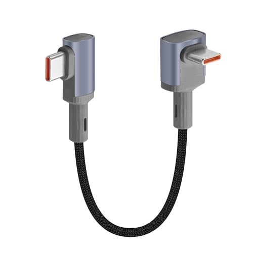 YACSEJAO 100W Short 90 Degree USB C to USB C Cable 5.9inch,Right Angle USB Type C Fast Charging & Data Sync Braided Cable with E-Marker Chip for Phone,Laptop,Auto (Side to Right Angle) - style: Side to Right Angle