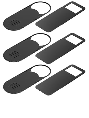 6 Pcs Laptop Camera Cover Slide (3 Large & 3 Medium) Ultra-Thin Webcam Cover with Case/Cleaning Cloth, Compatible with MacBook, Laptop, PC, iMac, iPad, iPhone, 0.03 in, Protect Privacy and Security - color: Black-3M&3L, size: Large&Medium