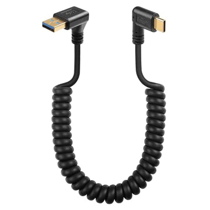 SinLoon 90 Degree USB Type C Spring Cable 5Gbps Retractable USB3.0 to USB C Charging Cable and Data Transfer for Phone, Tablet, Other USB C Devices (Up) - style: Up