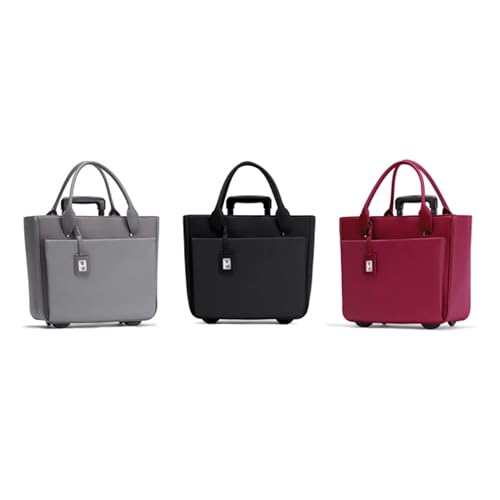 FRANCINE Roller Laptop Tote Bag 17 Inch – Rolling Laptop Tote for Women, Laptop Roller Bag with Trolley Handle (Burgundy) - color: Burgundy