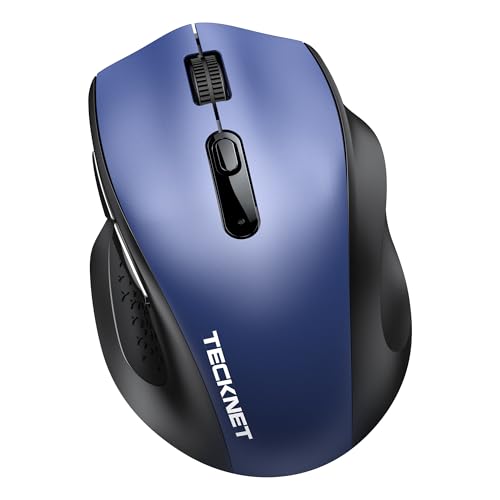 TECKNET Wireless Mouse for Laptop, Dual-Mode Bluetooth Wireless Mouse | (BT5.2/3.0 & 2.4G) Connection, Ergonomic Design, 5-Level DPI, Silent Click, Compatible with Laptop/PC/Windows/Chromebook - color: Blue