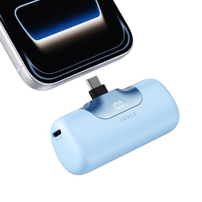 iWALK Portable Charger 5500mAh Next-Gen Small Power Bank 22.5W Fast Charging Battery USB-C Portable Phone Charger for iPhone 17/16/15 17 Plus 17 Pro Max iPad, Samsung Galaxy S25 S24 Android,Baby Blue - color: Baby Blue