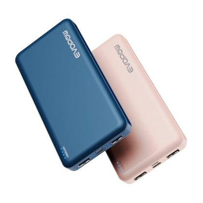 2-Pack Portable Charger, Slimmer 10000mAh Power Bank, USB C in&Out Fast Charging Battery Pack, External Portable Power Bank for iPhone Tablet Samsung Pixel Headphones etc (Blue&Pink) - color: Blue&Pink