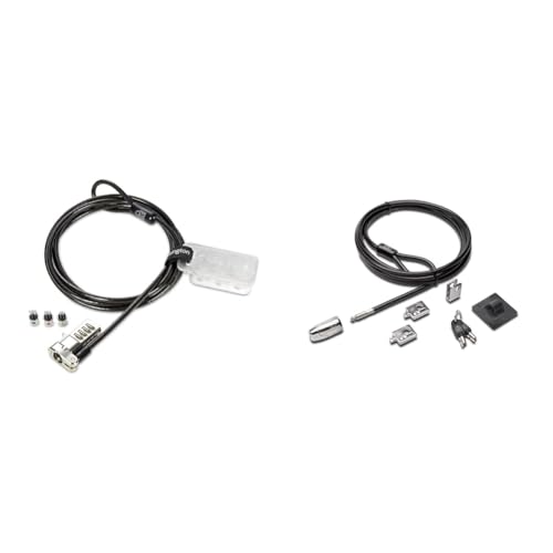 Kensington Universal 3-in-1 Combination Laptop Lock, Computer Security Locking Cable - Resettable Version (K62316WW), Black & Desktop & Peripherals Locking Kit 2.0, Black (K64424WW)