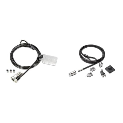 Kensington Universal 3-in-1 Combination Laptop Lock, Computer Security Locking Cable - Resettable Version (K62316WW), Black & Desktop & Peripherals Locking Kit 2.0, Black (K64424WW)