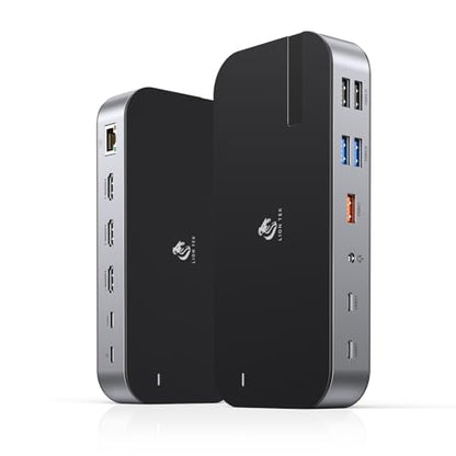 LIONWEI Laptop Docking Station,16 in 1 USB C Docking Station Triple Monitor | USB C Dock Station with 3HDMI,PD, 7USB,RJ 45 Ethernet,Card Reader,Audio for Dell/HP/Lenovo（Exclude Power Adapter)