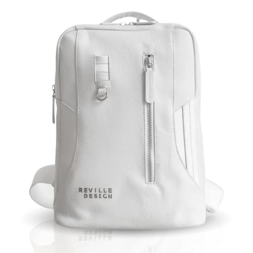Full Grain Leather Backpack – Minimalist Slim 16L Laptop Backpack for Professionals, Water-Resistant Leather, Designed for 13” Devices, Lightweight Executive Daypack - Cloud White - color: Cloud White