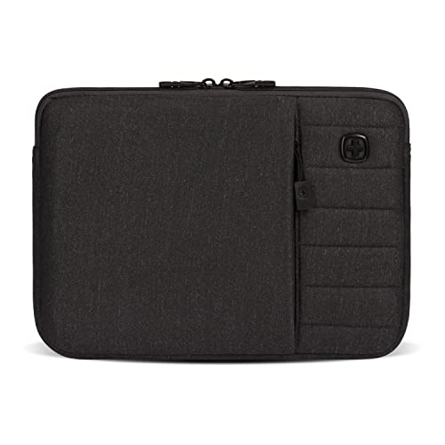 SwissGear Padded Zippered Laptop Sleeve, Micro-Twill Laptop Case with Zippered Front Compartment & Fleece Lining - color: Charcoal Heather, size: 13-Inch