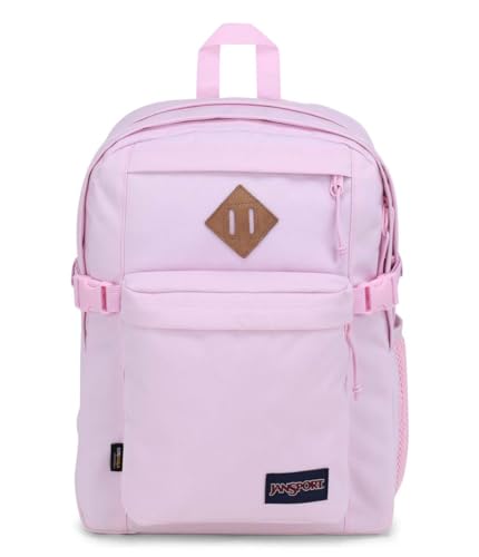 JanSport Main Campus FX Backpack - Travel or Work Bag w 15-Inch Laptop Pack with Leather Trim, Pink Ice - color: Pink Ice