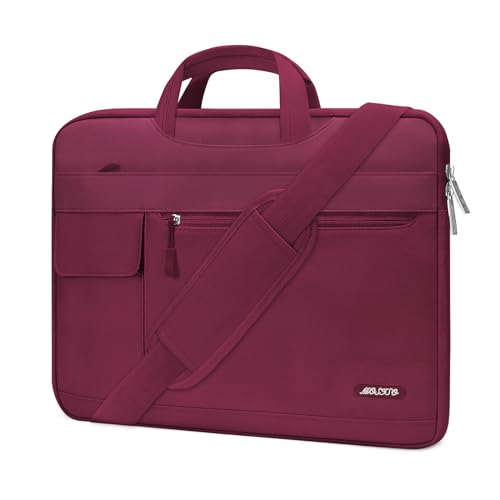 MOSISO Laptop Shoulder Bag Compatible with MacBook Pro 16 inch M5 M4 M3 M2 M1 2026-2019/Pro 15 A1398, HP Acer Dell Lenovo ASUS Notebook,Polyester Flapover Briefcase Sleeve Case, Wine Red - color: Wine Red, size: 16 inch