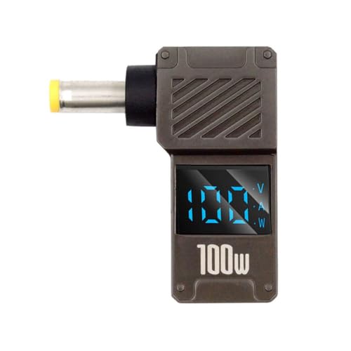 Xiwai USB-C PD 65W Charge Adapter Type-C Input to DC 5.5x2.5mm Barrel Jack Plug Smart LED Digital Display 100W Output 20V 5A Charger Connector for Laptop - color: Black Type-C to DC 5.5x2.5mm