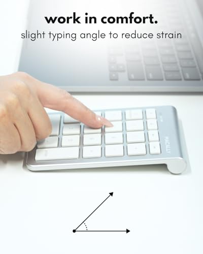Macally Bluetooth Number Pad for Laptop - Wireless Numeric Keypad - 22 Key Numeric Keypad for Data Entry, Numpad Compatible with Mac, iMac, MacBook, iPad, iPhone, iOS, Laptop, PC, Android - Silver - color: Silver