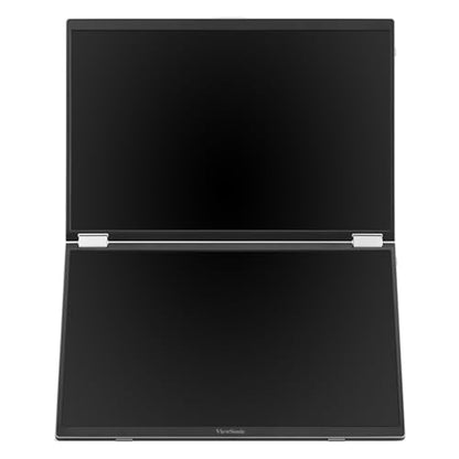 ViewSonic VG1457 Dual Screen 14 Inch 1200p Portable Monitor, Foldable IPS | Laptop Extender, USB C, 65W Power Delivery, G Sensor Rotation, Macs, PC, Anti Glare, Travel Work, 2W Speakers, AC Adapter Kit