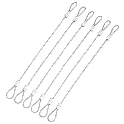 6 Pcs Security Cable Lock - Double Loop Cable (0.66 ft x 0.08 Inch) Vinyl Coated 304 Stainless Steel Safety Flexible Wire Rope Luggage Bike Anti-Theft Security Chain Lock, Silver - color: Silver, size: 0.66 ft x 0.08 Inch