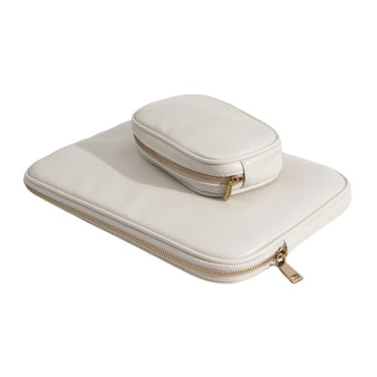 PU Leather Padded Laptop Sleeve Bag 14Inch Compatible with New MacBook Pro 14，Surface Laptop 13.5, Surface Pro 10 with Charger Pouch Color White - color: White, size: MacBook Pro 14"
