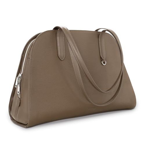 befen Genuine Leather Tote Bag for Women Work Travel Leather Purse Handbags | Real Leather, Padded 14" Laptop Compartment, Multi-Pockets, Zipper, Tote Bag for Daily - color: Z3-taupe