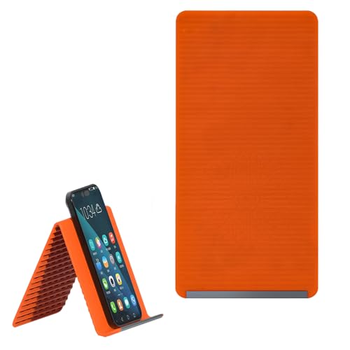 Upgraded Flexible Silicone Aluminum Phone Holder Stand,Bendable Rollable Foldable Design,Universal Adjustable Anti‑Slip Desktop Mount for Phone Tablet Laptop,Portable Ergonomic Holder Home Office - color: orange, size: 5IN