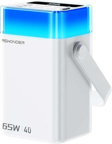 65W Power Bank 40000mAh Laptop Portable Charger Battery Pack - White - color: Glacier White