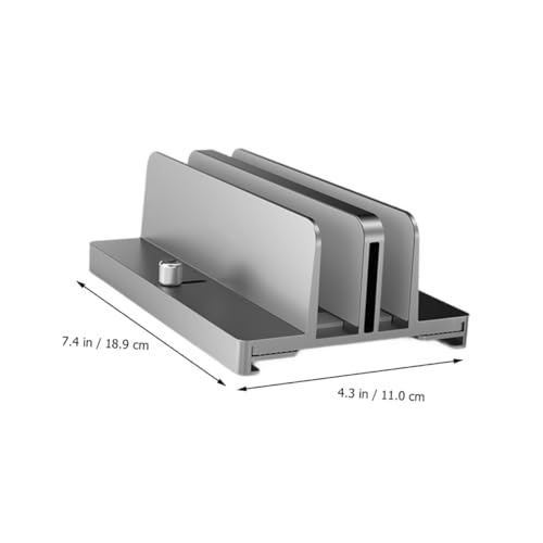 Toddmomy Aluminum Alloy Adjustable Laptop Vertical Stand with Dual Slots Gray Notebook Mount Base for Desk Tablet Vertical Holder Compatible with MacBook