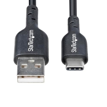 StarTech 3ft/91cm USB-A to USB-C Charging Cable, 3A, Black (USB2AC3FBKE) | USB 2.0 480Mbps, TPE jacket, Male to Male, Aluminum braided shield, 15W, Charge and Sync - color: Black, size: 3 ft, style: 1-Pack