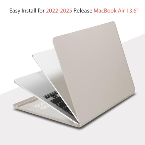 Teryeefi Case for M5 MacBook Air 13.6 Inch Model A3449 A3240 M4/A3113 M3/A2681 M2 Chip (2022 2024 2025 2026 Release), Laptop Hard Case+USB 3 Adapter+Keyboard Cover, Cream Rock Ash - color: Cream Rock Ash