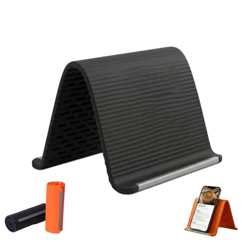 Flexible Silicone Aluminum Phone Stand, Bendable Rollable Foldable Design Wrap Around Mount Holder for Laptop, Desk, Bed and Travel, Creative Shape-Shifting Lazy Bracket (Black) - color: Black