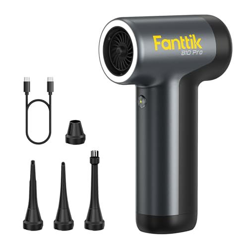 Fanttik B10 Pro Electric Air Duster (Grey) | 110,000RPM Brushless Motor, One-Tap Booster, 3-Speed Adjustable Control for PC, Keyboard & Electronics - color: Grey