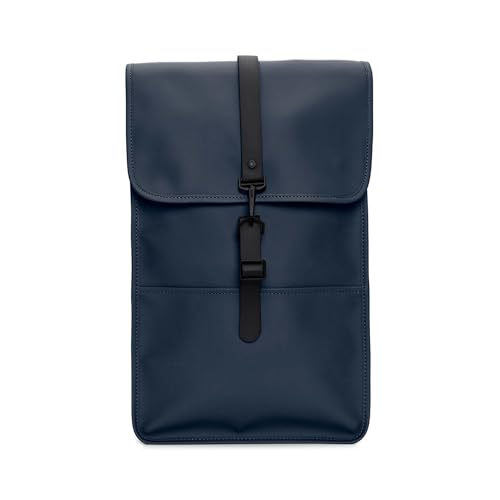 RAINS Backpack - Waterproof Laptop Rucksack for Work and Travel, Standard | Unisex waterproof rucksack with flap and carabiner closure, padded 16 in laptop pocket and quick-access external phone pocket - color: Navy, size: Standard