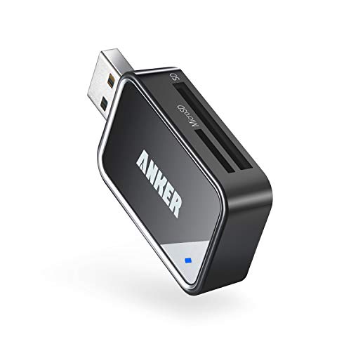 Anker USB 3.0 Micro SD Card Reader, 5Gbps 2-in-1 SD Card Reader to USB Adapter for SDXC, SDHC, MMC, RS-MMC, Micro SDXC, Micro SD, Micro SDHC, UHS-I Cards - USB A CardReader | For Laptops, Card Viewer with Dual Slots for SDXC/SDHC/SD/Micro SDXC/MicroSD/Mic