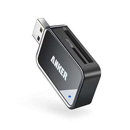 Anker USB 3.0 Micro SD Card Reader, 5Gbps 2-in-1 SD Card Reader to USB Adapter for SDXC, SDHC, MMC, RS-MMC, Micro SDXC, Micro SD, Micro SDHC, UHS-I Cards - USB A CardReader | For Laptops, Card Viewer with Dual Slots for SDXC/SDHC/SD/Micro SDXC/MicroSD/Mic
