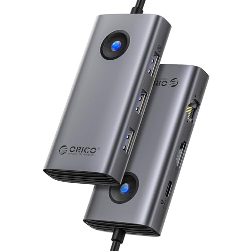 ORICO USB C Docking Station, 6-in-1 Laptop Docking Station with HDMI 4K@30Hz, 1000Mbps Ethernet, 100W PD, 3xUSB-A 3.0, USB C Dock Compatible with MackBook/Dell XPS/HP/Surface - size: 6-in-1, style: PW11-6PR