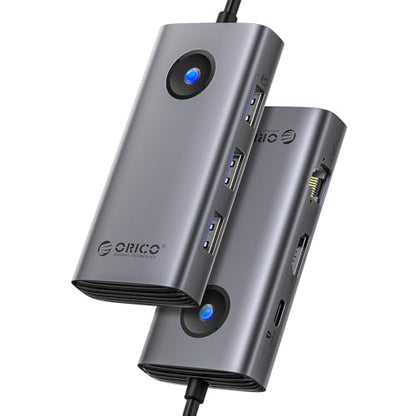 ORICO USB C Docking Station, 6-in-1 Laptop Docking Station with HDMI 4K@30Hz, 1000Mbps Ethernet, 100W PD, 3xUSB-A 3.0, USB C Dock Compatible with MackBook/Dell XPS/HP/Surface - size: 6-in-1, style: PW11-6PR
