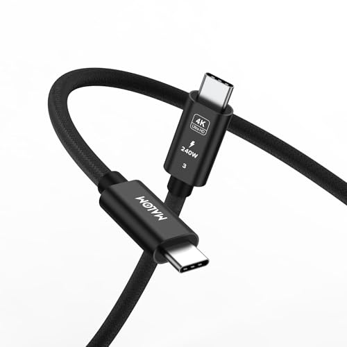 MALOM USB 3.2 Gen 2, 240W, USB C to USB C Cable, Fast Charging for MacBook Pro/Air, iPad Pro, iPhone 15 Pro Max, Galaxy S24/S23, Steam Deck, 20Gbps Data Transfer, 4K Video Output (Black, 3.3FT) - color: Black, size: 3.3FT