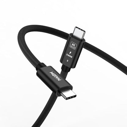 MALOM USB 3.2 Gen 2 240W USB C to USB C Cable, Fast Charging for MacBook Pro/Air, iPad Pro, iPhone 15 Pro Max, Galaxy S24/S23, Steam Deck, 20Gbps Data Transfer, 4K Video Output (Black, 6.6FT) - color: Black, size: 6.6FT