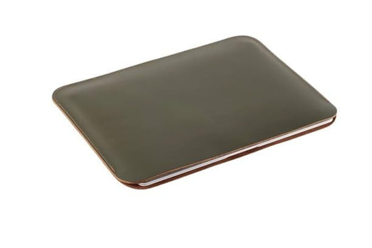 Leather Laptop Sleeve, Handmade Slim Case for MacBook Air 13" (M2) 2024, (M3) 2024 & 15 inch (M3) 2047 - color: Matte Green & Tobacco, size: 13"