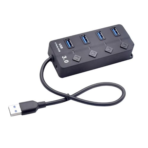 4 Port USB3.0 Hubs with Individual Switches and LED Indicators for Laptop Computer Peripherals Expansion