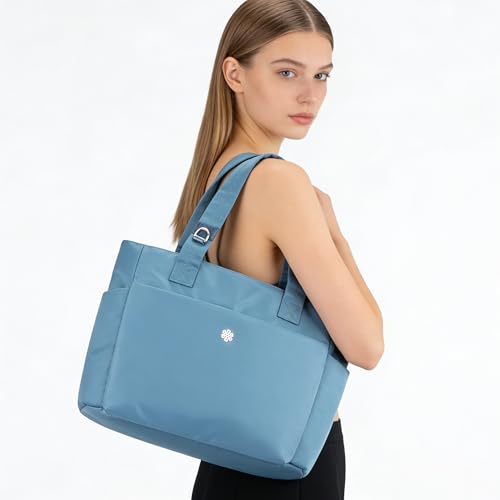 questAll Lightweight Large Capacity Laptop Tote for Women, Waterproof Carnvas Shoulder Bag, Fits 15" Laptop 9006 - color: Blue