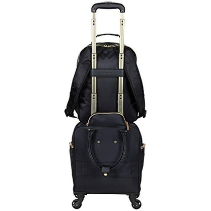 Kenneth Cole REACTION Chelsea 2-Piece Bundle - 17" 4-Wheel Spinner Underseat Carry-On Luggage & Matching 15" Laptop Backpack, Black - color: Black, size: 2pc Bundle (Underseater+Backpack)