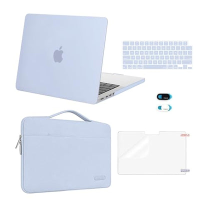 MOSISO Compatible with MacBook Pro 14 inch Case M5 2026 M4 M3 M2 M1 2025-2021 A3427 A3426 A3434 A3112 A3185 A3401 A2918 A2992 A2779 A2442, Case&Bag&Keyboard Skin&Webcam Cover&ScreenFilm, Pastel Blue - color: Pastel Blue