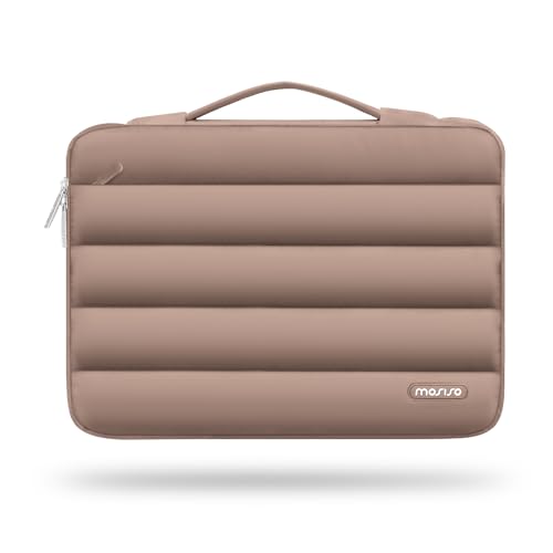 MOSISO 360 Protective 13-14 inch Laptop Case, 13.3 inch Puffy Laptop Sleeve | Compatible with MacBook Neo/Air 13.6/Pro 13/Pro 14, HP Dell ASUS Lenovo, Polyester Horizontal Side Open Bag, Brown - color: Brown, size: 13.3 inch