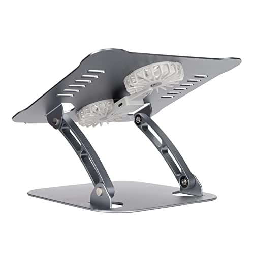 Aluminum Alloy Laptop Stand with 2 Cooling Fans, Foldable Adjustable Laptop Cooling Stand for 10 to 17.3 Inch Laptops, Ergonomic Silver Matte Design with Non - Slip Feet (Space Gray) - color: Space Gray