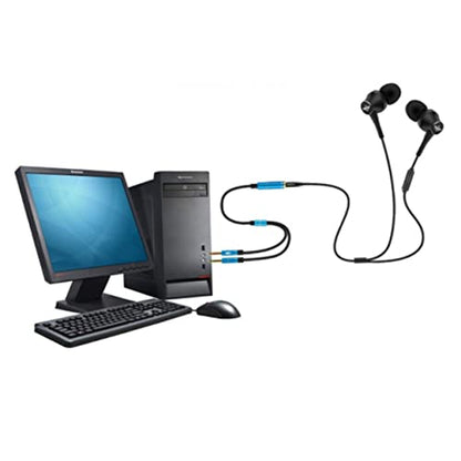 Homoyoyo 1 to 2 Headset Audio Converter Splitter Cable for Laptop Book Mobile Phone Stereo Adapter Microphone Port Random Color