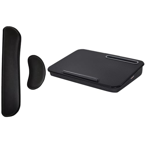 Gorilla Grip Gel Memory Foam Wrist Rest and Cushion Lap Desk, Wrist Rest Includes Mousepad Rest, Ergonomic Design, Lap Desk Fits 15 Inch Laptop, Comfortable Foam, Both in Black, 2 Item Bundle