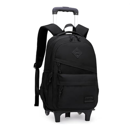 Rolling Backpack for Boys Girls School BookBag with Wheels Kids Luggage Trolley Back Pack on Wheels Elementary Travel Bag - color: Black Two Wheels, size: 2 Wheels