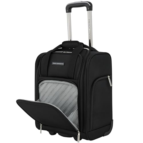 French Connection 16" Underseat Carry-On Luggage with USB/USB-C Ports, Black - color: Black