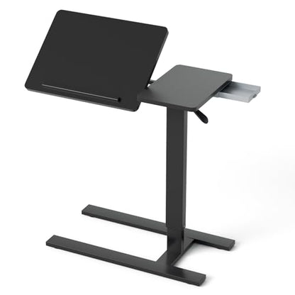 Big Big 32" W x 16" D Tilt Desktop Overbed Table with H-Shaped Sturdy Base, Stable Metal and 360° Concealed Casters, Moveable Bedside Desk for Home,Office,Hospital Use (Black) - color: Black, style: Tilt