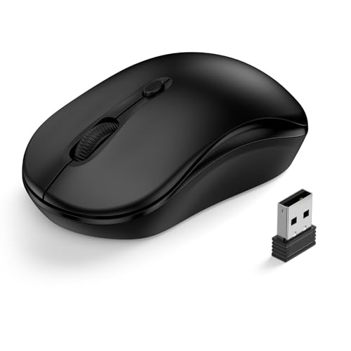Wireless Mouse for Laptop, 2.4GHz Computer Mouse for Work, 12-Month Battery Life, 3 Adjustable DPI 800/ 1200/ 1600, Office Cordless USB Mice with USB A Receiver for PC, Laptop, Desktop, Mac -Black - color: Black